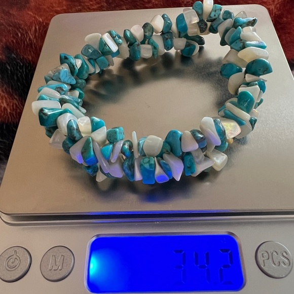 ❤️ Braided Moonstone & Turquoise Stretch Bracelet Southwestern 34.2gms - Picture 7 of 7